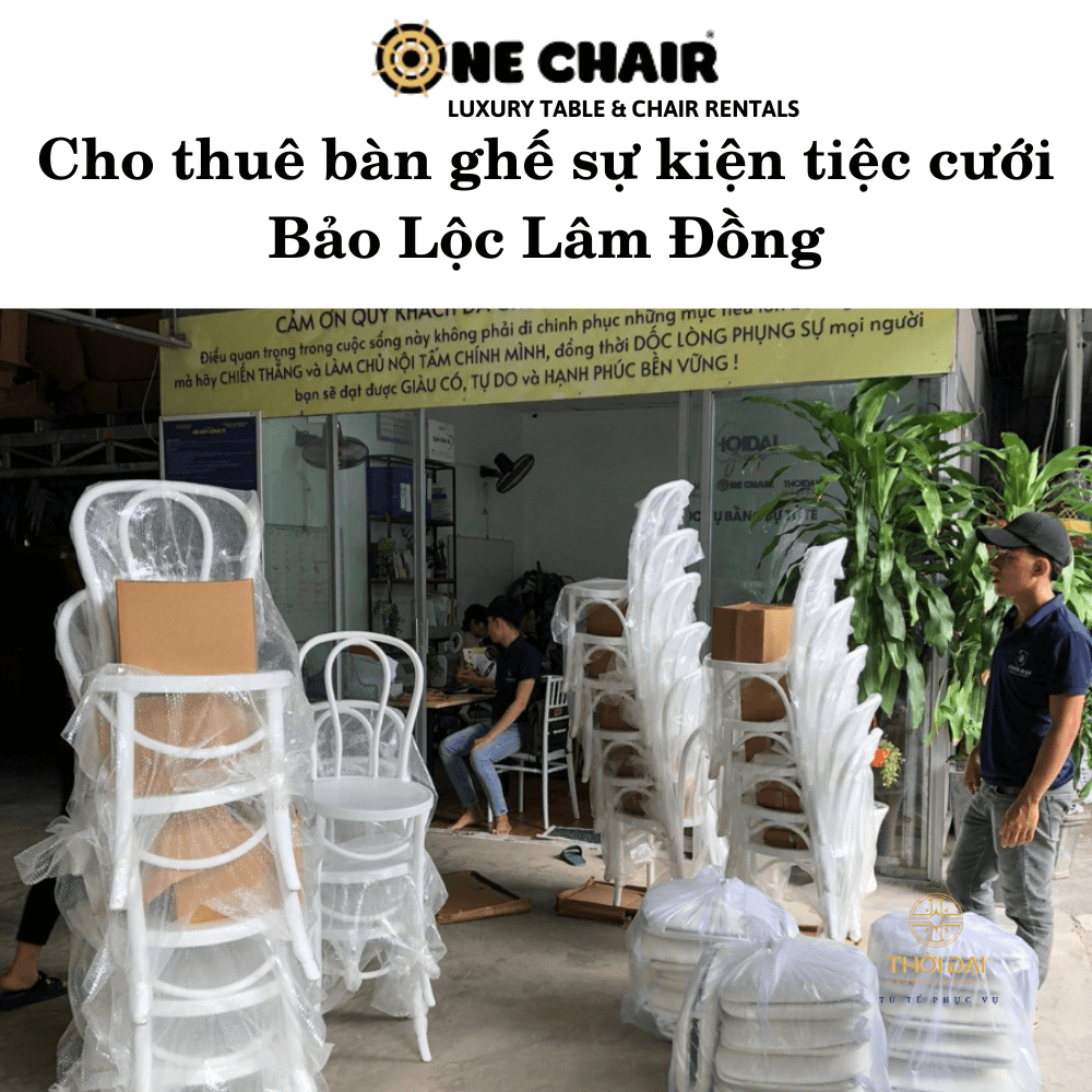 Hình 4: Cho thuê bàn ghế đám cưới nhựa trắng Bảo Lộc Lâm Đồng.