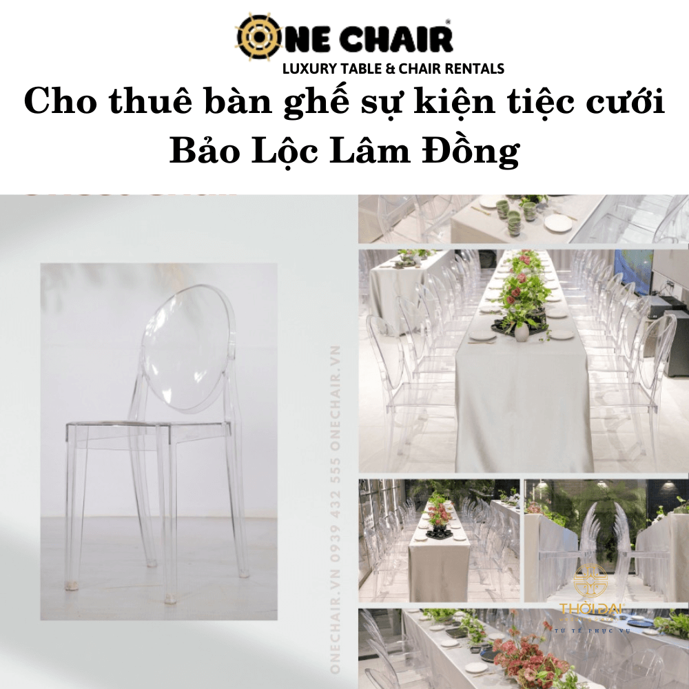 Hình 9: Cho thuê bàn ghế sự kiện tiệc cưới trong suốt đẹp tại Bảo Lộc Lâm Đồng.