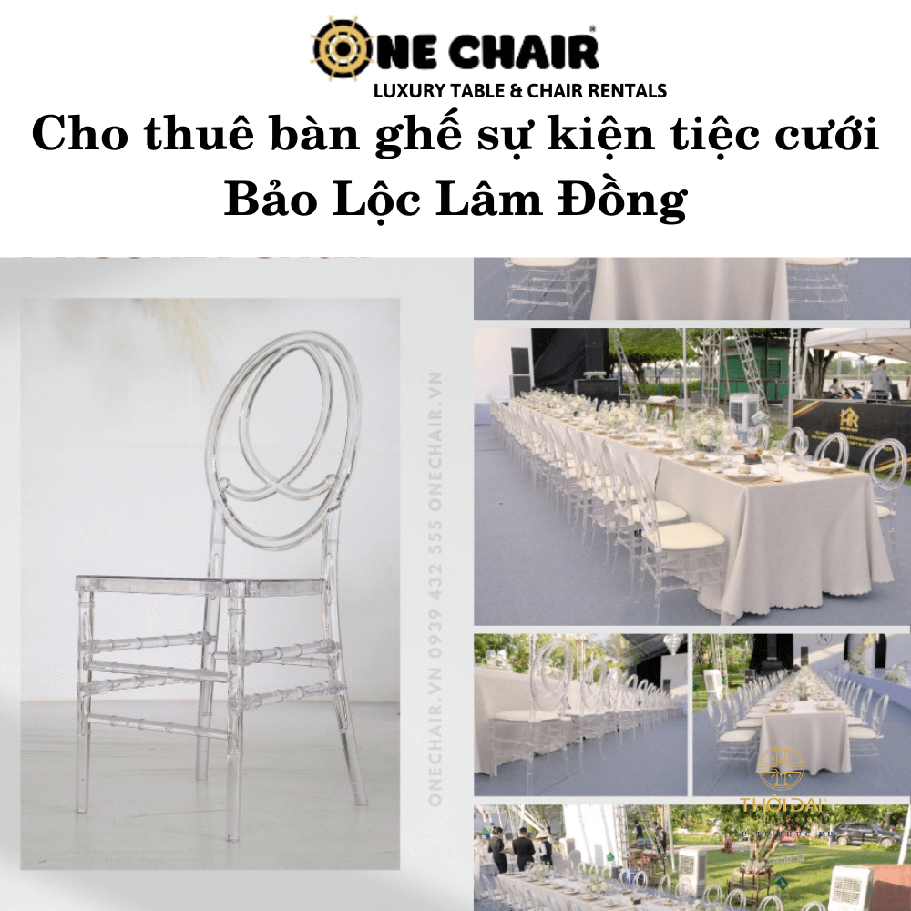 Hình 11: Cho thuê bàn ghế sự kiện tiệc cưới pha lê trong suốt tại Bảo Lộc Lâm Đồng.