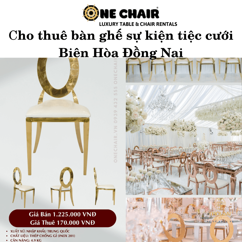 Hình 8: Đơn vị cho thuê bàn ghế đám cưới mạ vàng Biên Hòa Đồng Nai.