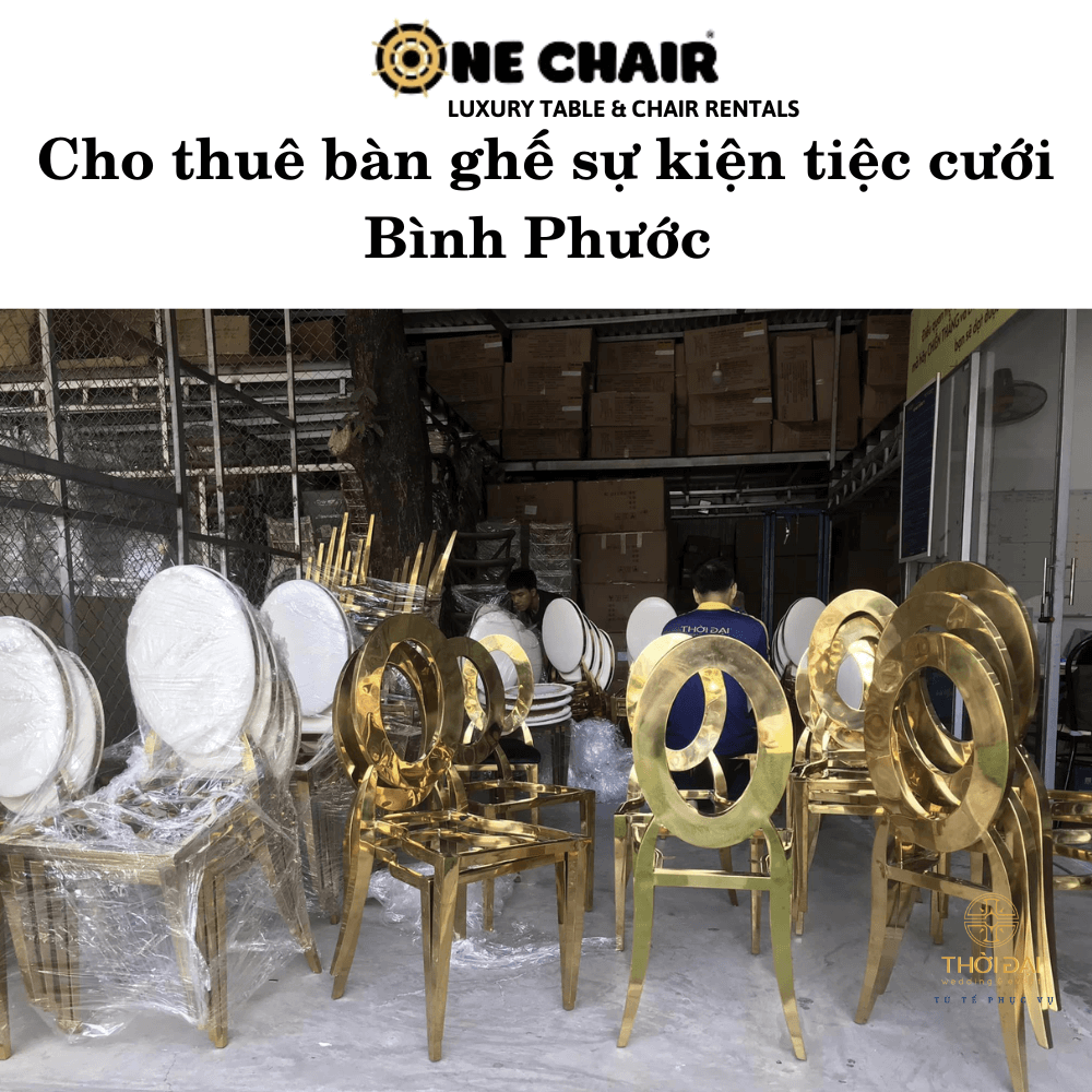 Hình 6: Cho thuê bàn ghế đám cưới mạ vàng Bình Phước.