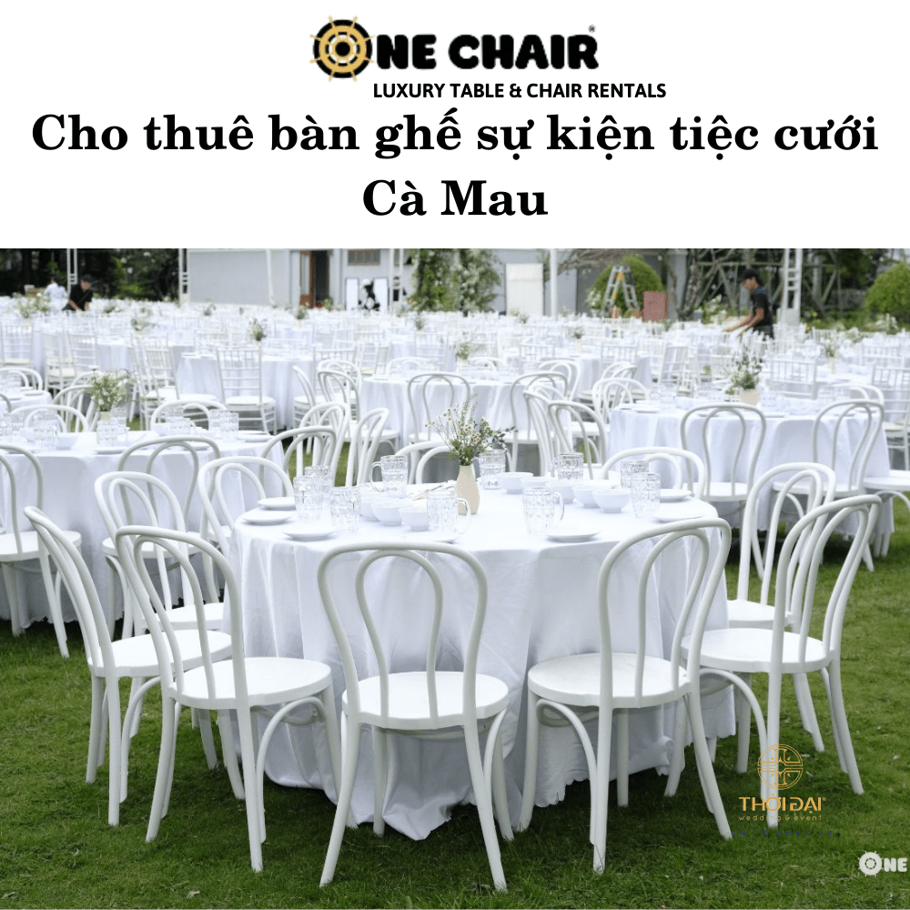 Hình 5: Cho thuê bàn ghế sự kiện tiệc cưới nhựa trắng Cà Mau.