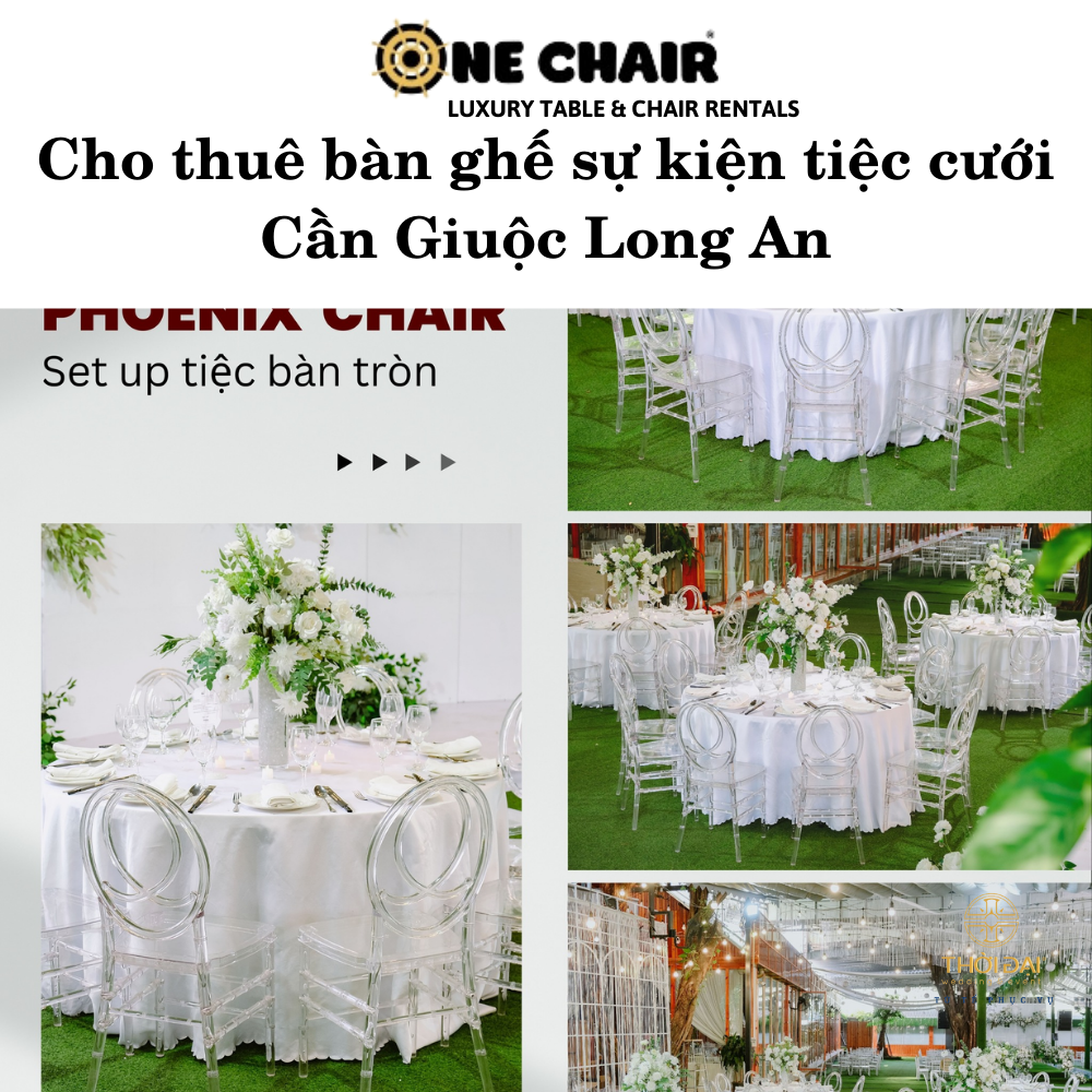 Hình 5: Cho thuê bàn ghế sự kiện tiệc cưới trong suốt Cần Giuộc Long An.