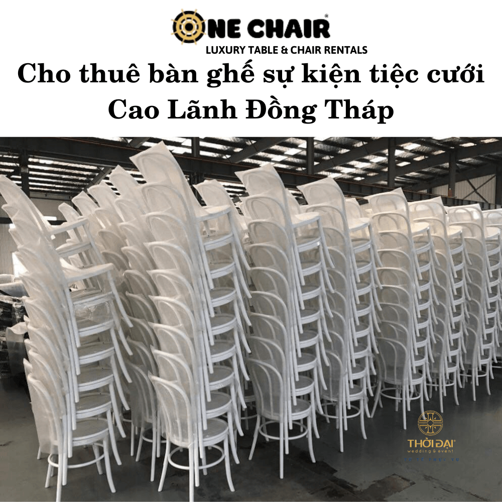 Hình 4: Dịch vụ cho thuê bàn ghế nhựa trắng tiệc cưới Cao Lãnh Đồng Tháp.