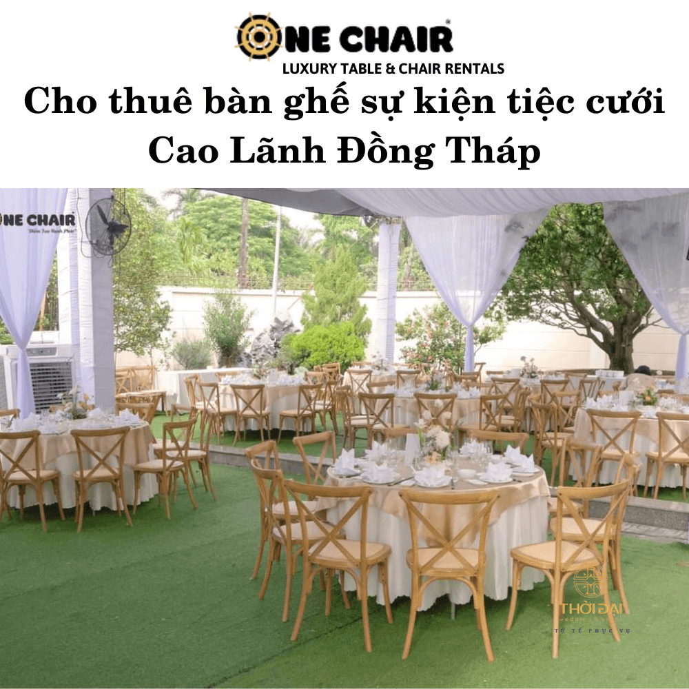 Hình 3: Dịch vụ cho thuê bàn ghế gỗ sự kiện tiệc cưới Cao Lãnh Đồng Tháp.
