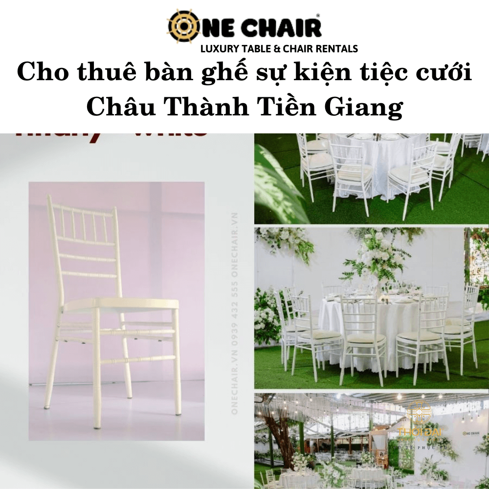 Hình 9: Dịch vụ cho thuê bàn ghế nhựa trắng đẹp Châu Thành Tiền Giang.