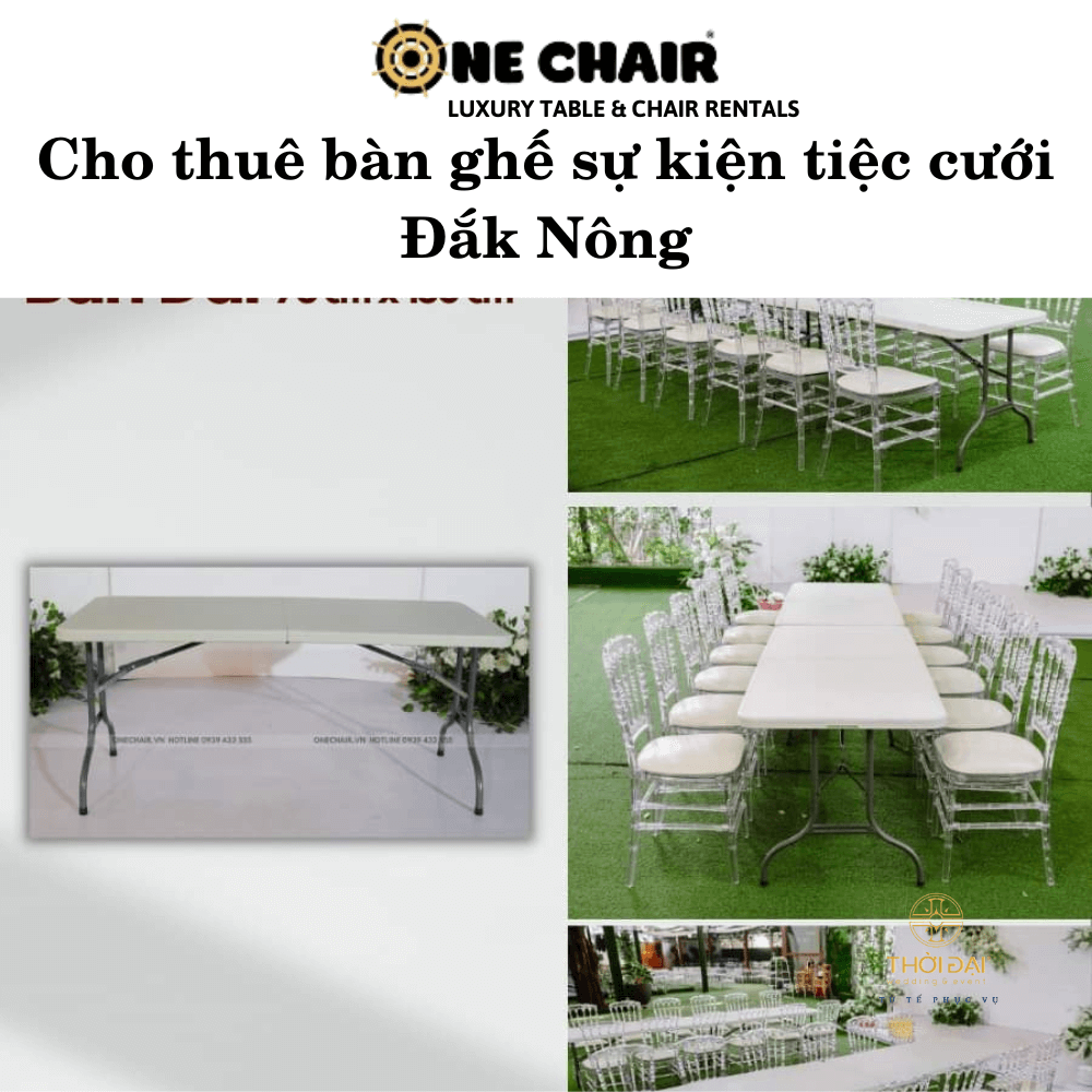 Hình 6: Cho thuê bàn ghế đám cưới trong suốt sân vườn đẹp Đắk Nông.