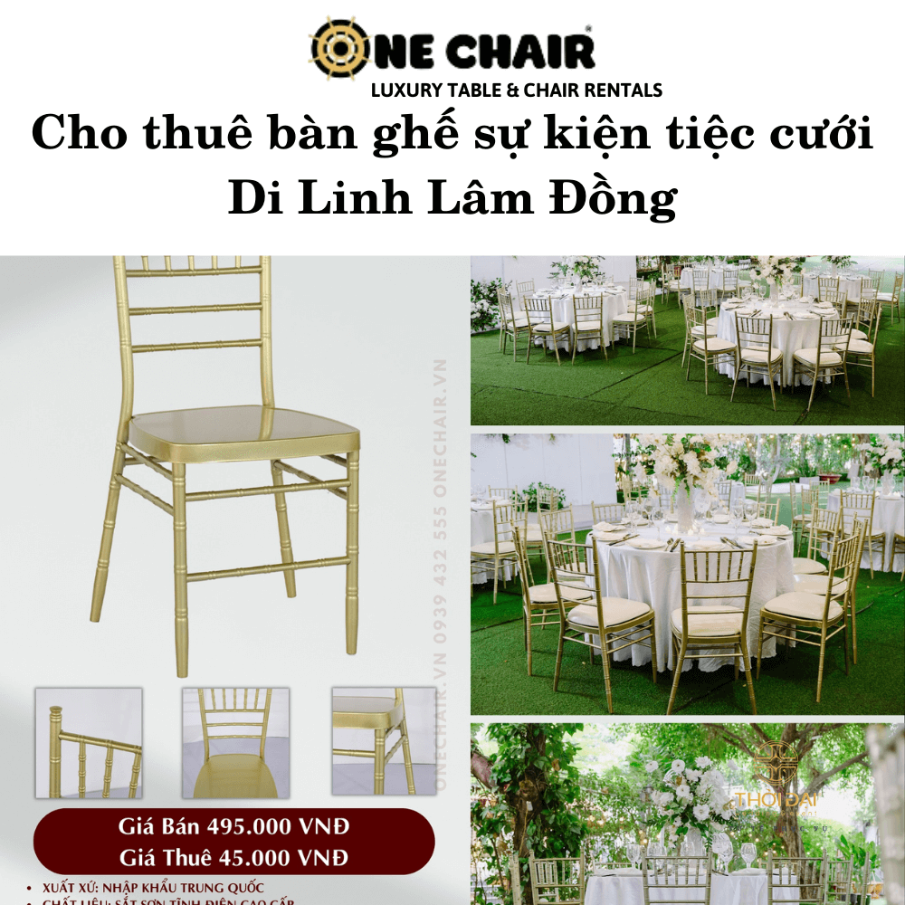 Hình 5: Cho thuê bàn ghế đám cưới chiavari giá rẻ Di Linh Lâm Đồng.