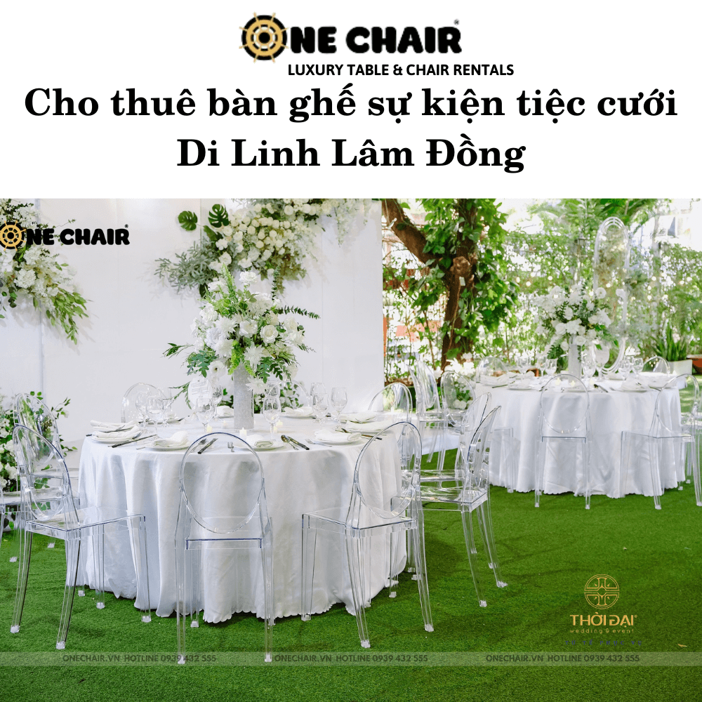 Hình 4: Cho thuê bàn ghế trong suốt giá rẻ Di Linh Lâm Đồng.