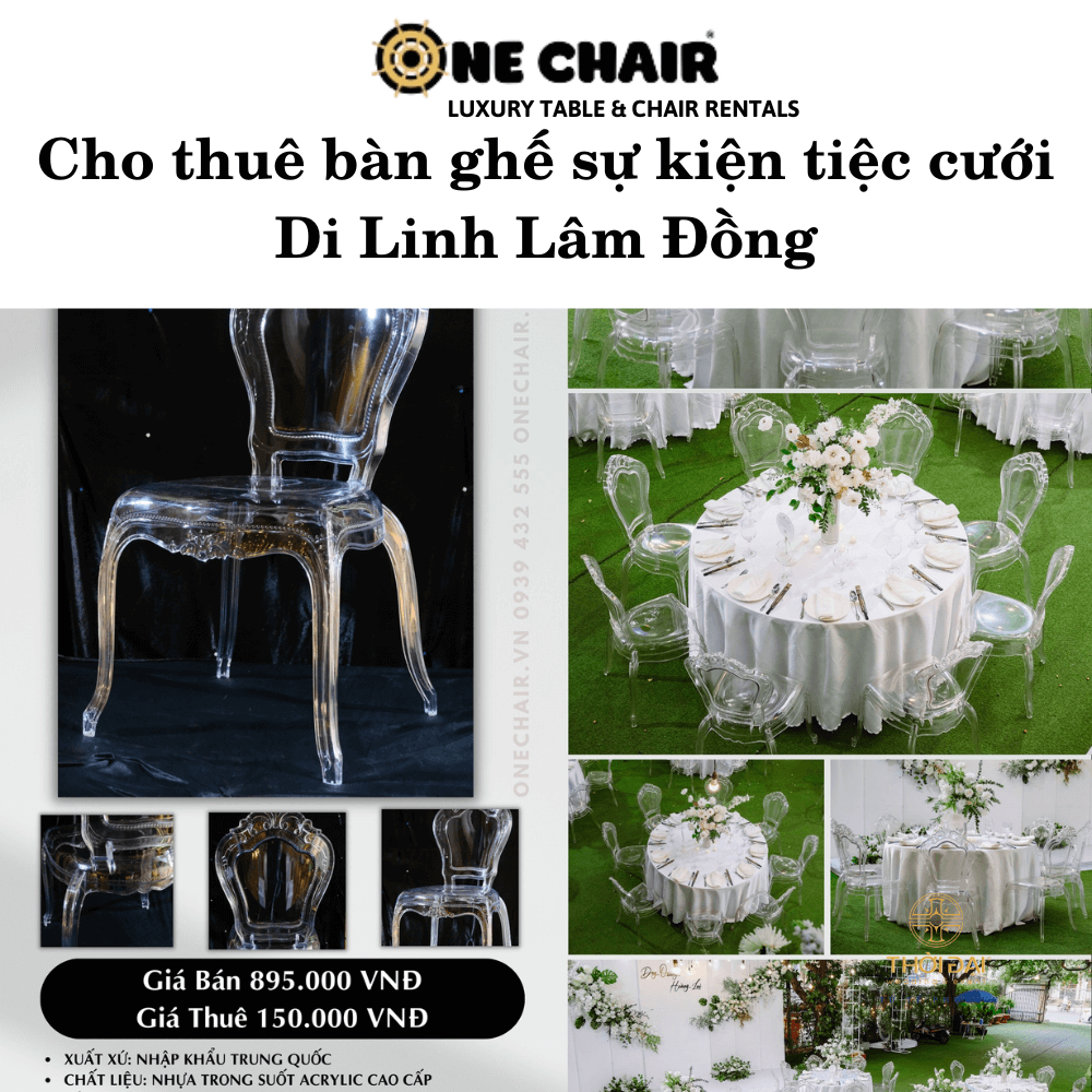 Hình 13: Cho thuê ghế sự kiện tiệc cưới queen chair tại Di Linh Lâm Đồng.