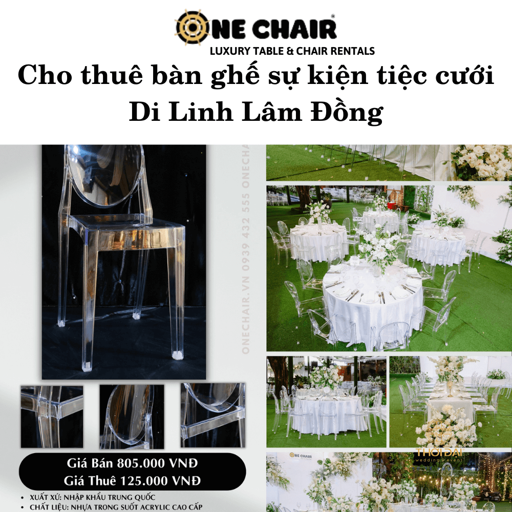 Hình 15: Cho thuê ghế sự kiện tiệc cưới Ghost pha lê trong suốt đẹp Di Linh Lâm Đồng.​​​​​​​
