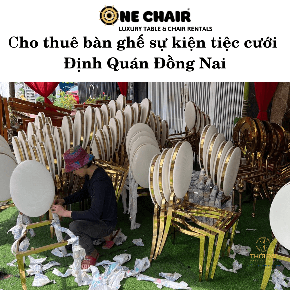 Hình 9: Cho thuê bàn ghế sự kiện tiệc cưới louis mạ vàng Định Quán Đồng Nai.