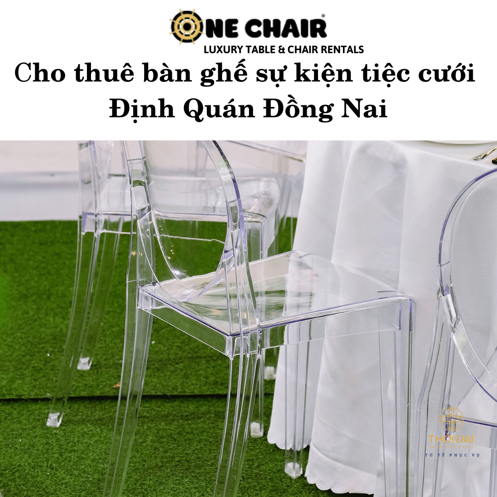 Hình 14: Cho thuê bàn ghế sự kiện tiệc cưới ghost pha lê trong suốt Định Quán Đồng Nai.