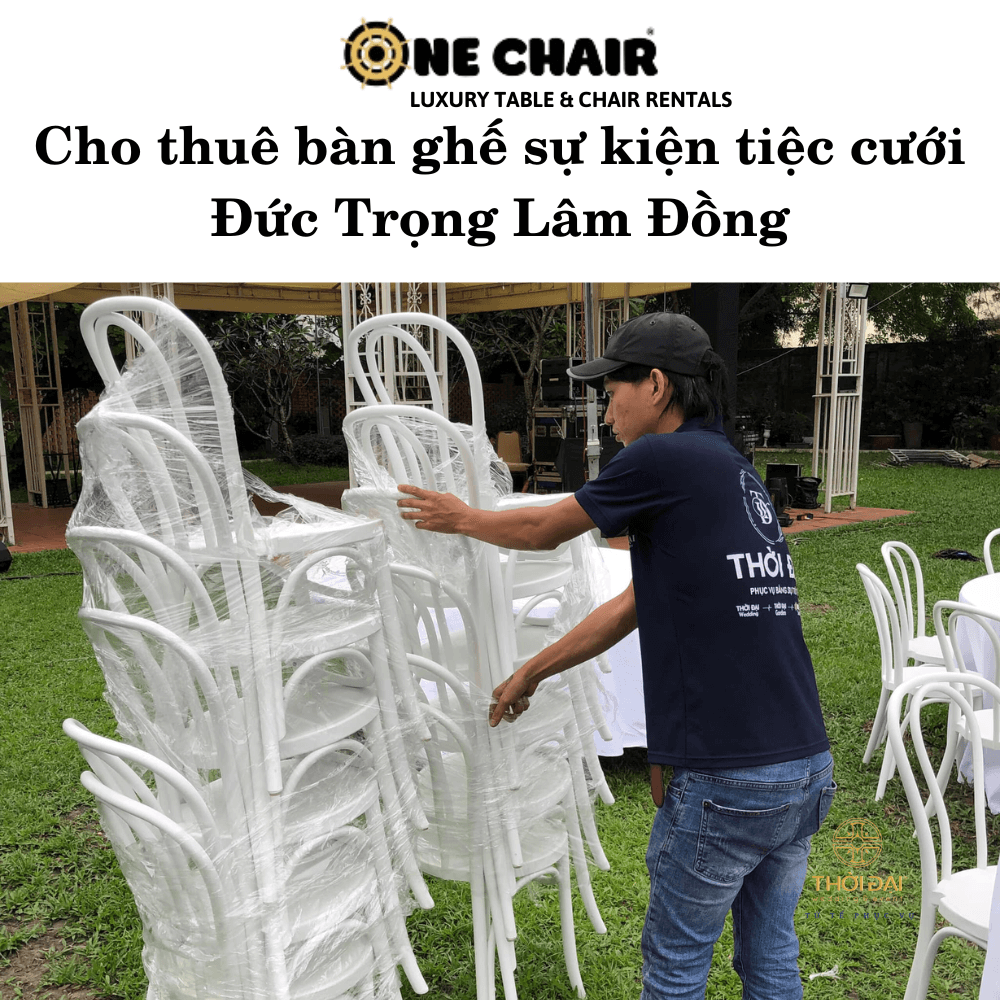 Hình 6: Cho thuê bàn ghế sự kiện tiệc cưới nhựa trắng đẹp Đức Trọng Lâm Đồng.