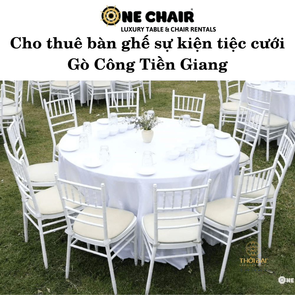 Hình 6: Cho thuê bàn ghế đám cưới nhựa trắng tiệc cưới ngoài trời Gò Công Tiền Giang.