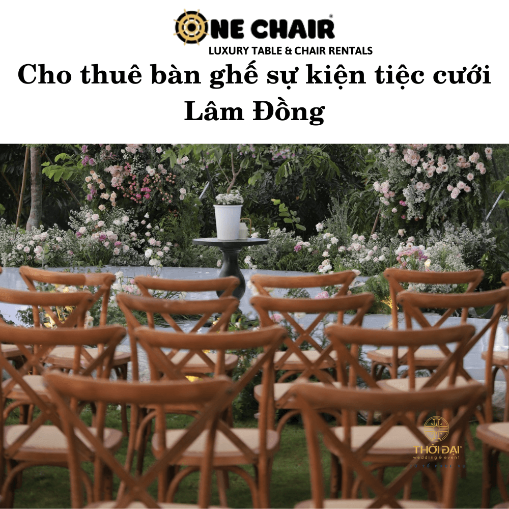 Hình 13: Cho thuê bàn ghế đám cưới gỗ Crossback Lâm Đồng.