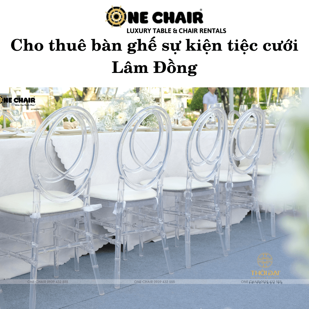 Hình 11: Cho thuê bàn ghế đám cưới Phoenix pha lê trong suốt tại Lâm Đồng.