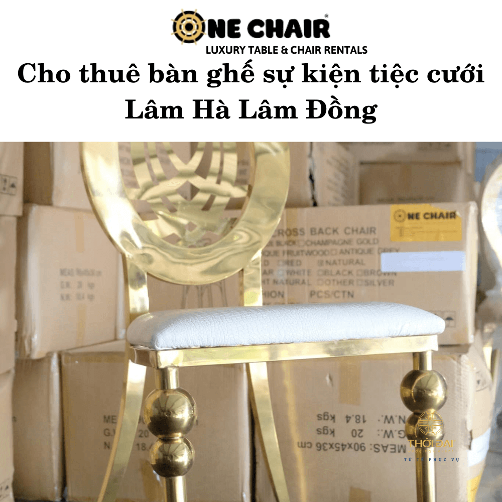 Hình 9: Cho thuê bàn ghế đám cưới mạ vàng sang trọng Lâm Hà Lâm Đồng.
