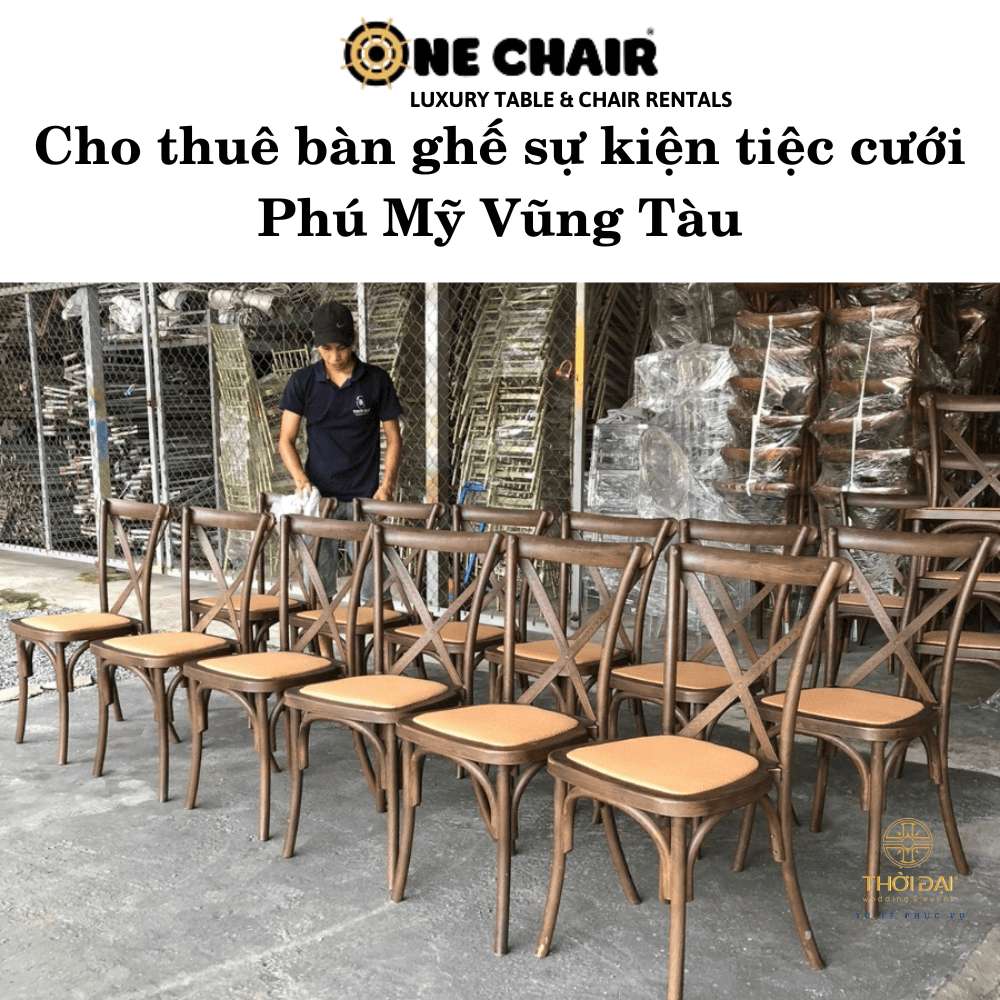 Hình 5: Cho thuê bàn ghế gỗ sự kiện tiệc cưới Phú Mỹ Vũng Tàu.