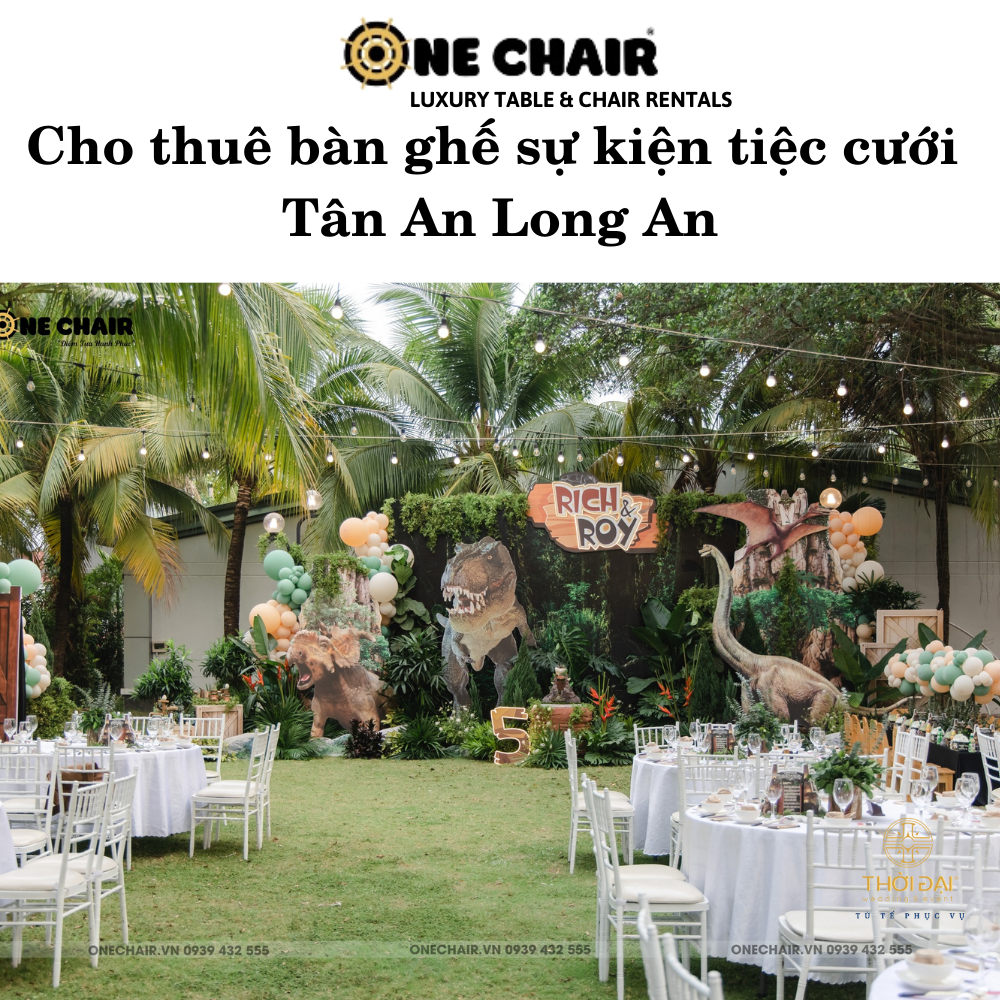 Hình 5: Cho thuê bàn ghế nhựa trắng đám cưới sân vườn tại Tân An Long An.