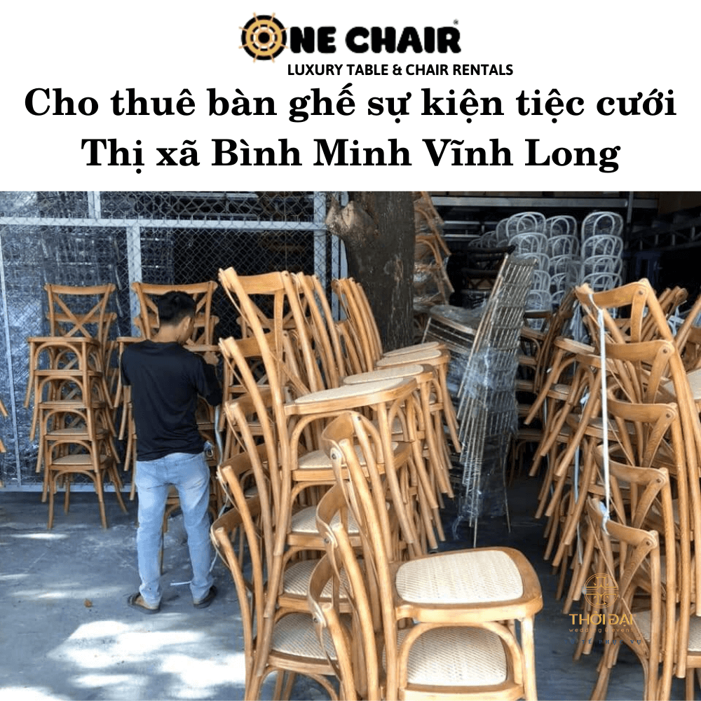 Hình 8: Đơn vị cho thuê bàn ghế gỗ sự kiện đám cưới Bình Minh Vĩnh Long.