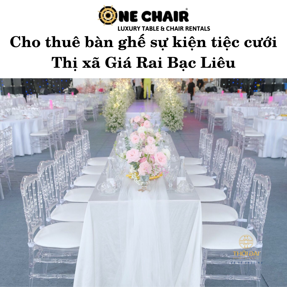 Hình 8: Đơn vị cho thuê bàn ghế sự kiện tiệc cưới giá rẻ Giá Rai Bạc Liêu.