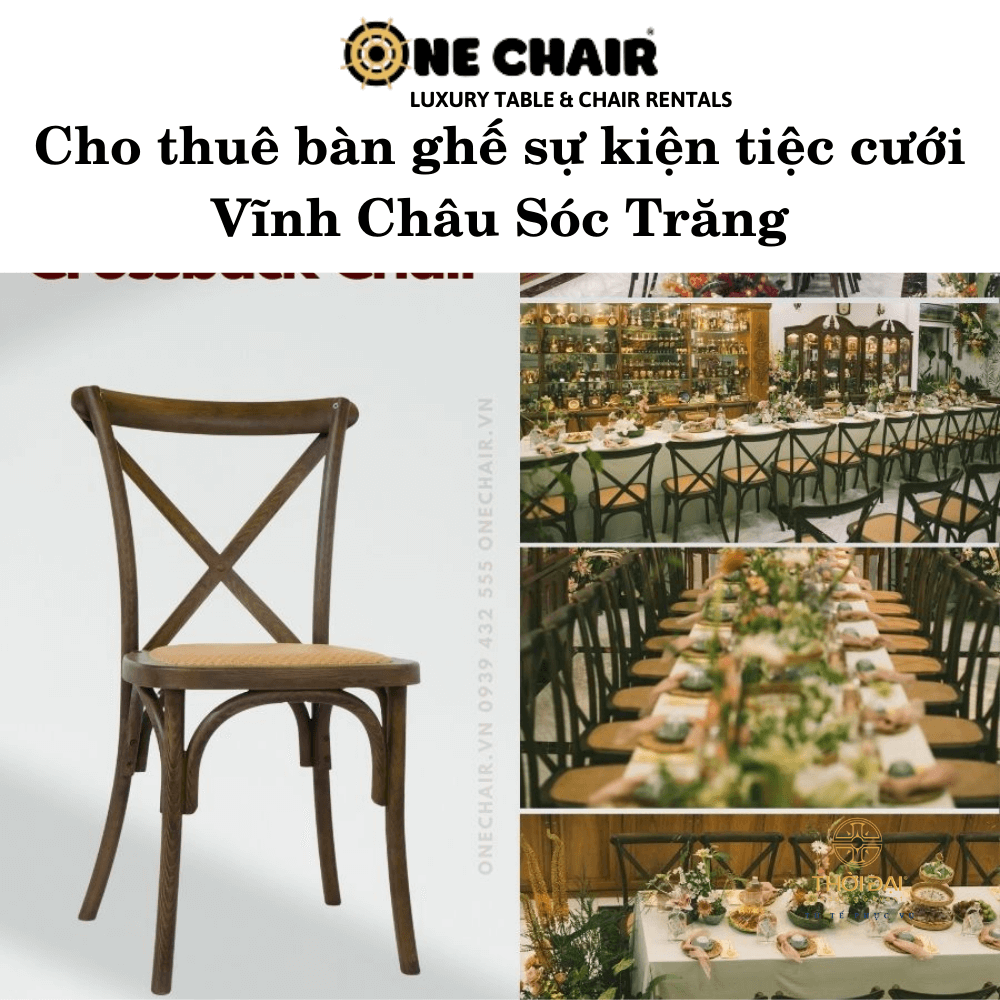 Hình 3: Cho thuê bàn ghế gỗ sự kiện tiệc cưới đẹp Vĩnh Châu Sóc Trăng.