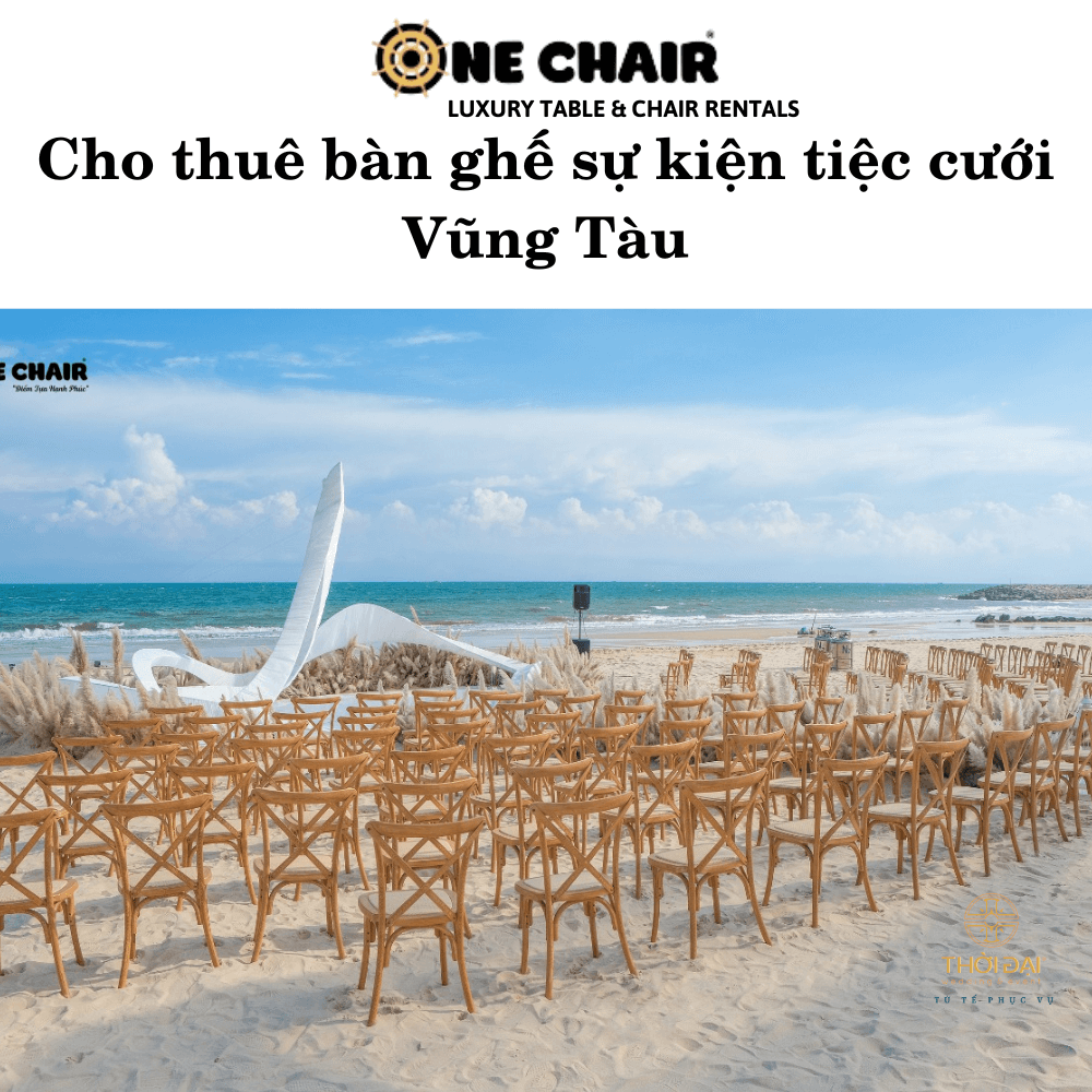Hình 6: Cho thuê bàn ghế gỗ đám cưới bãi biển Vũng Tàu.