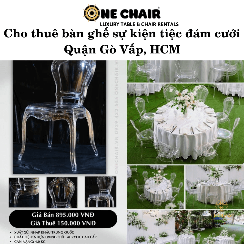 Hình 3: Cho thuê bàn ghế đám cưới trong suốt tại Gò Vấp, HCM.