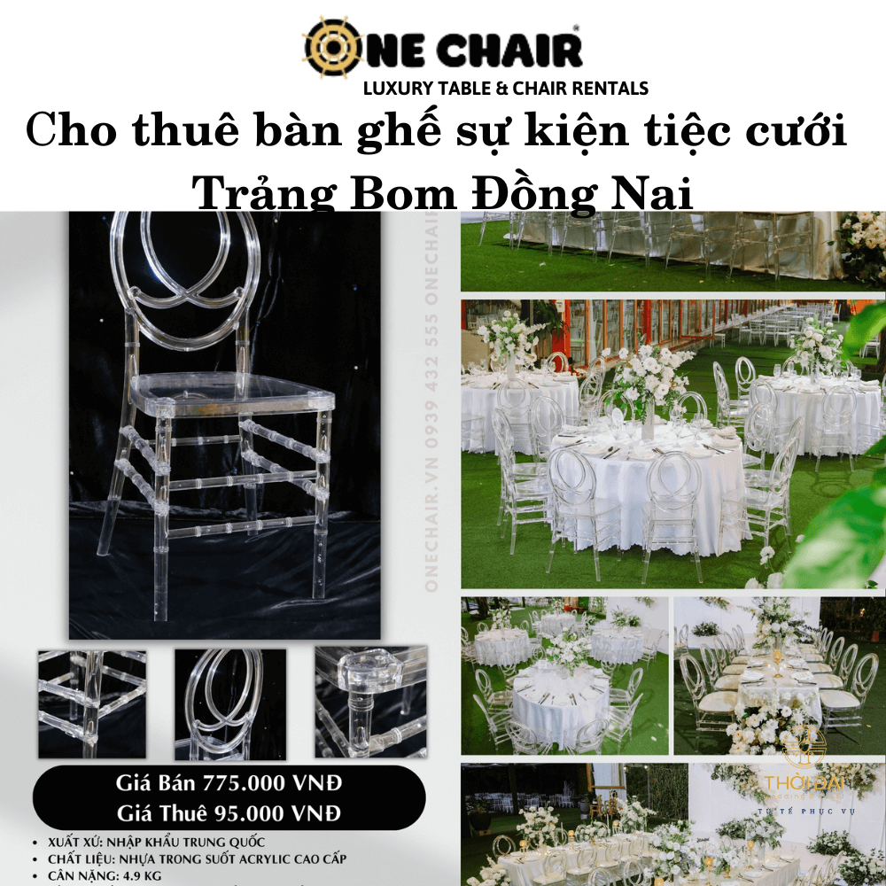 Hình 6: Cho thuê bàn ghế sự kiện tiệc cưới phoenix pha lê giá rẻ Trảng Bom Đồng Nai.