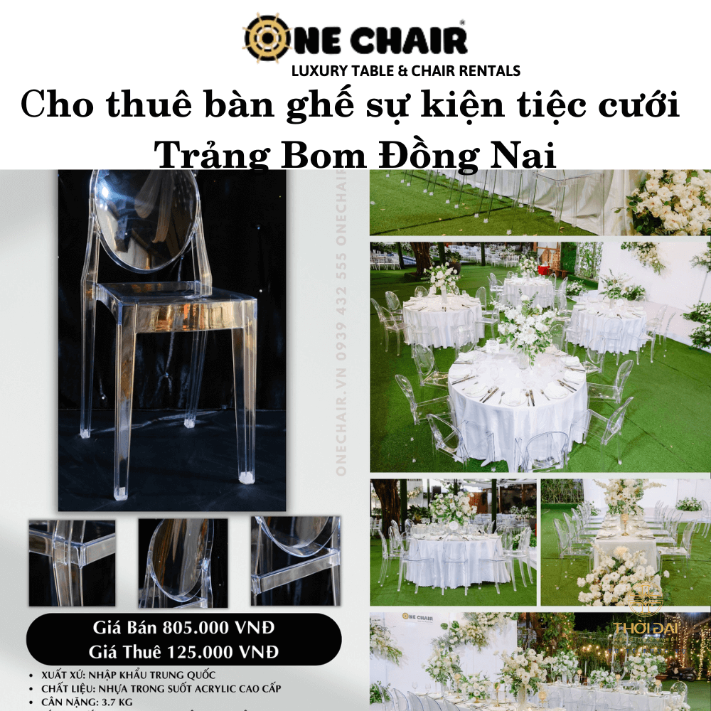 Hình 5: Đơn vị cho thuê bàn ghế sự kiện tiệc cưới ghost pha lê trong suốt Trảng Bom Đồng Nai.
