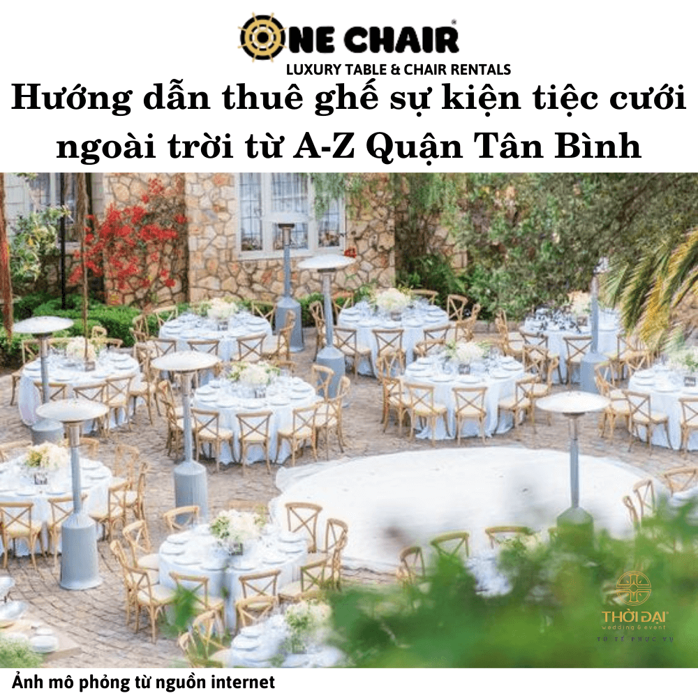 Hình 3: Cho thuê bàn ghế gỗ Crossback sự kiện tiệc cưới ngoài trời Quận Tân Bình.